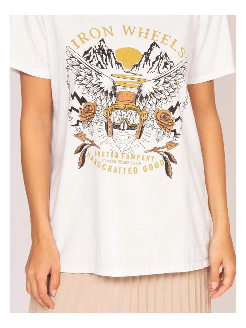 T shirt col rond motifs FAIGLE Blanc