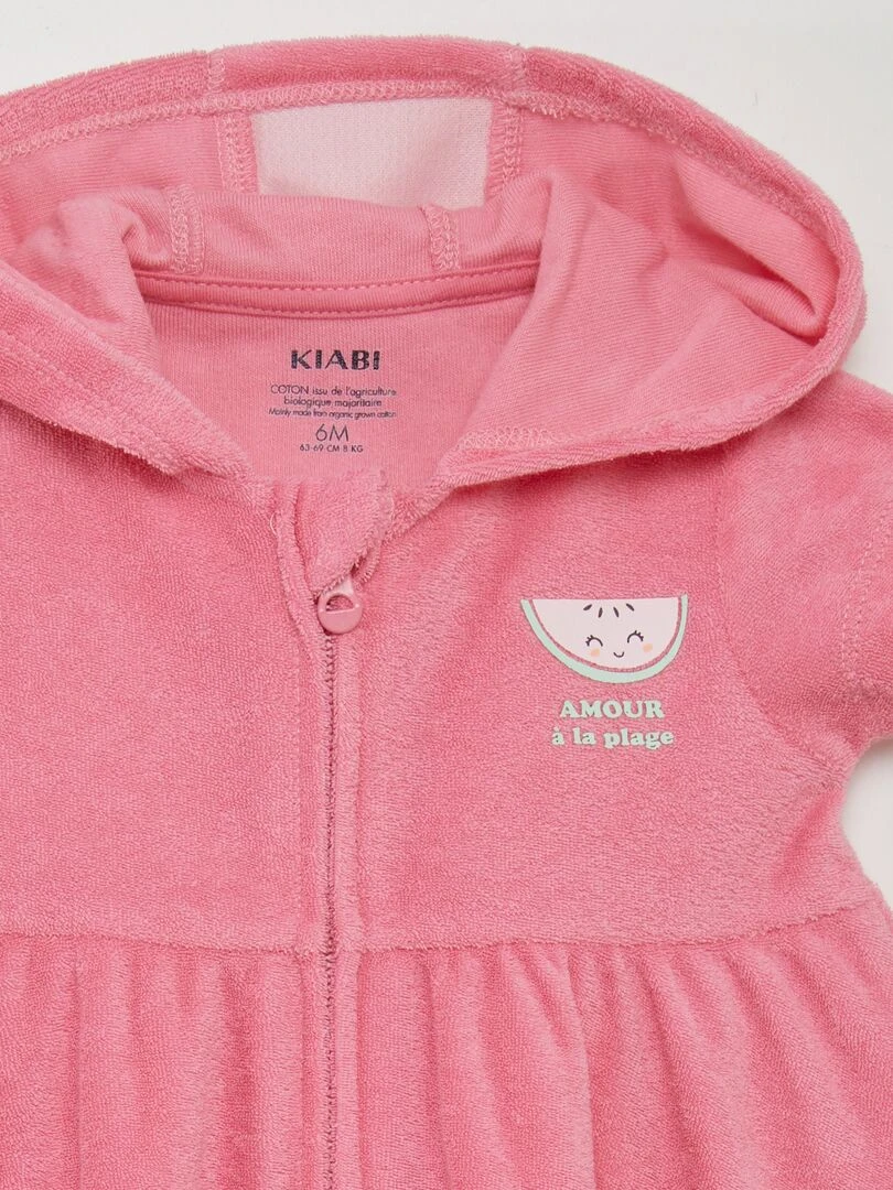 Robe à capuche effet éponge   Rose