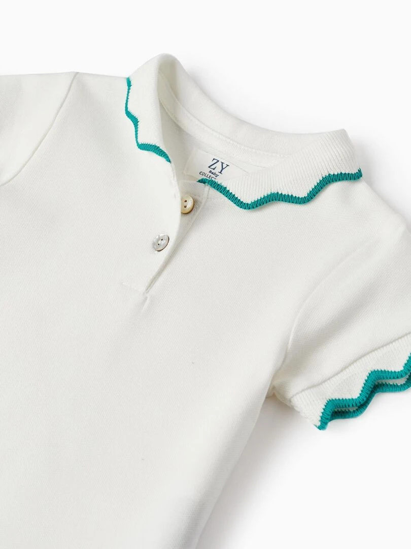 T Shirt   Polo En Piqué De Coton Pour Bébé Fille manches courtes MATISSE   Blanc