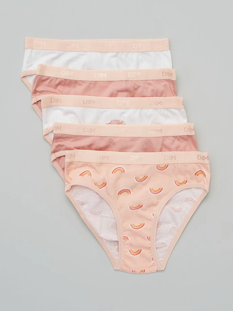 Lot de 5 culottes Les Pockets de 'DIM' Rose/blance