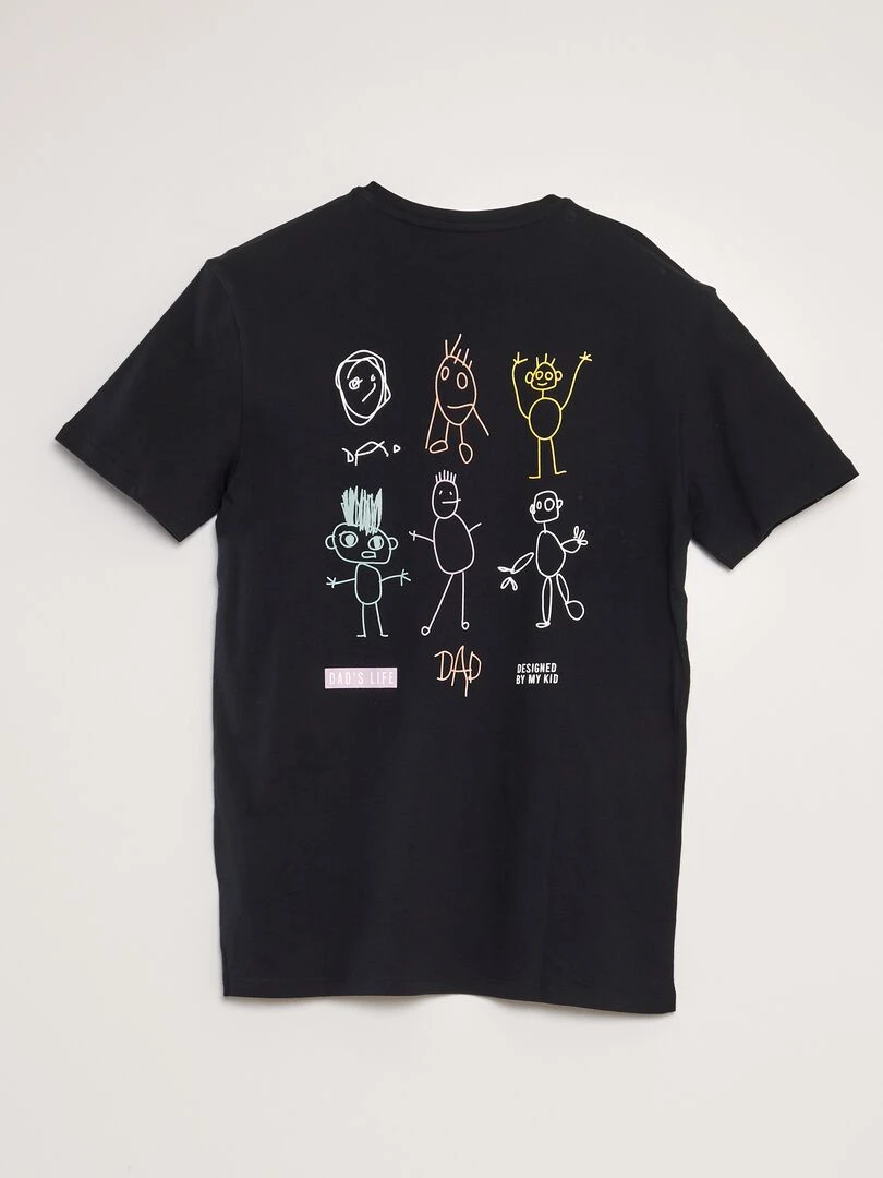 T shirt imprimé fête des pères   Noir