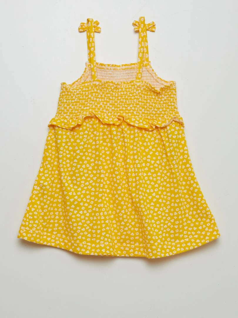 Robe à bretelles avec base volantée Jaune