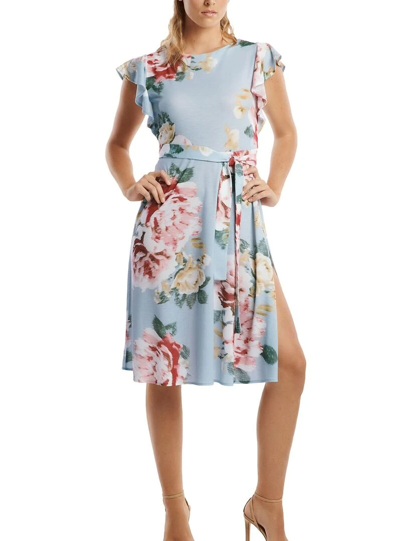 Robe estivale manches courtes Hawaii Gris