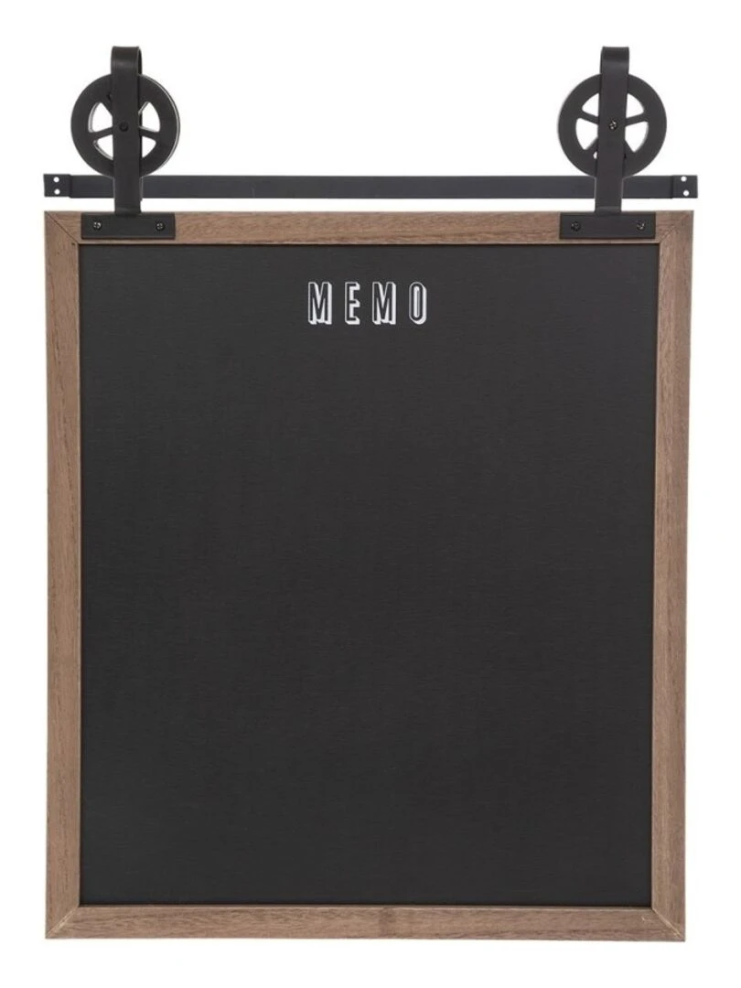 Tableau mémo ardoise poulie 55x68 cm Noir