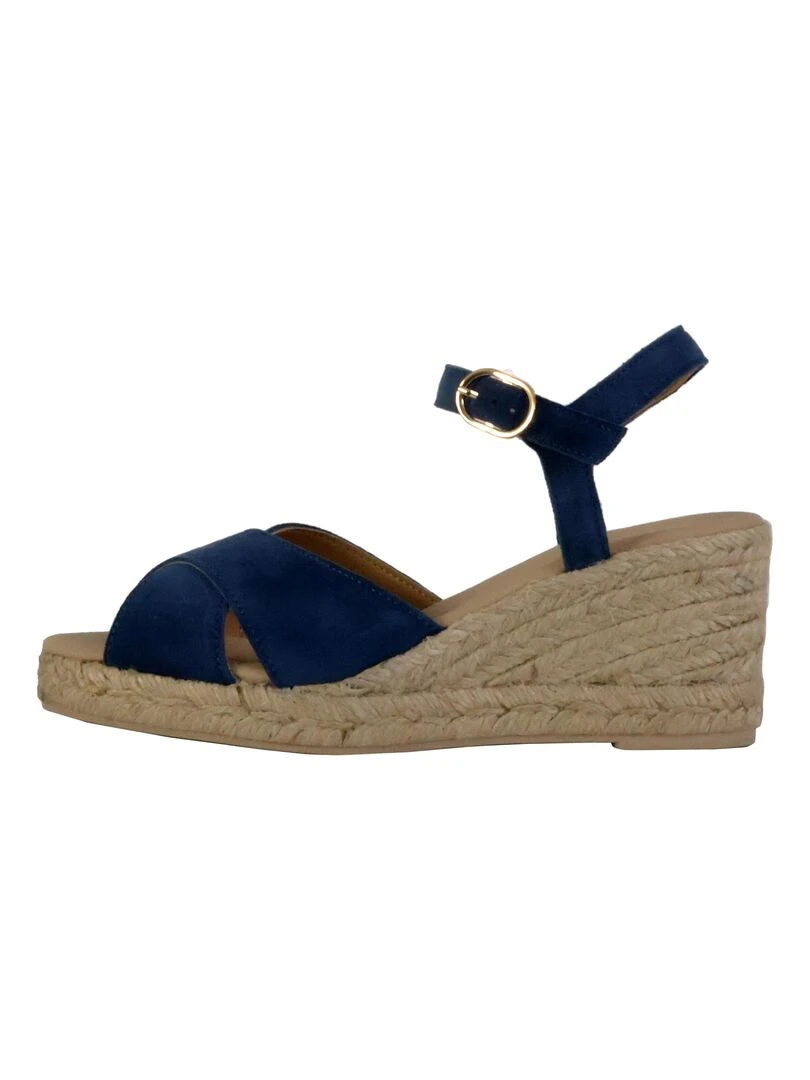 Sandales Compensées Cuir Geox Gelsa Bleu
