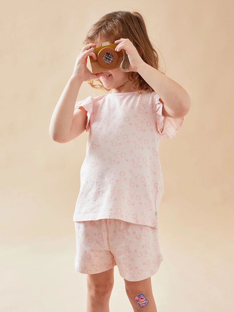 Pyjama 2 pièces à imprimé pailleté en jersey clair Noukie's Rose