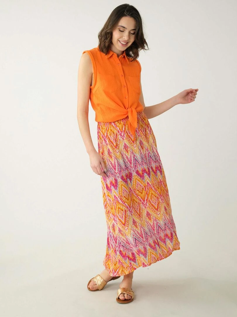Chemise à manches courtes à revers pour femme 'Deeluxe' Orange