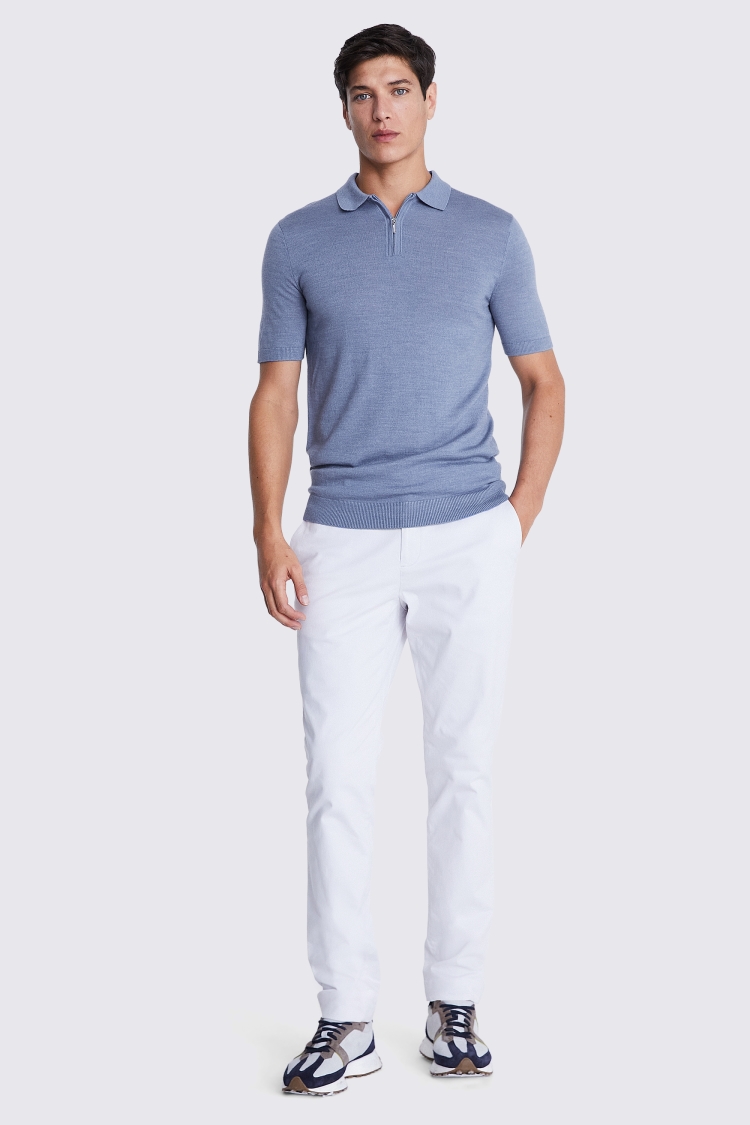 Ecru Bouclé Zip-Neck Polo Shirt   Buy Online at Moss
