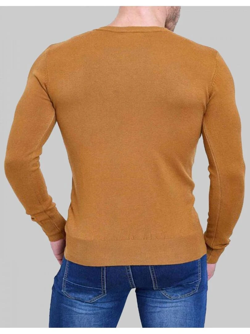Pull manches longues col V Kebello   Marron