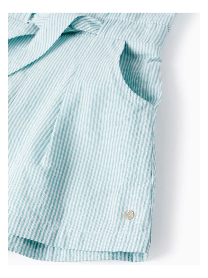 Combi Short À Rayures Pour Fille manches longues   Vert