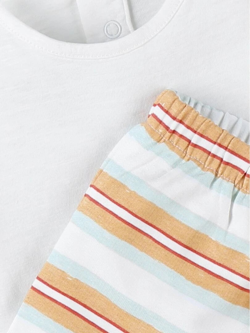 Set t shirt soleil + short rayé  écru/jaune moutarde/aqua   Noukie's   Jaune