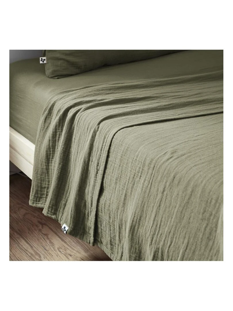 Drap plat double gaze de coton Gaia Kaki
