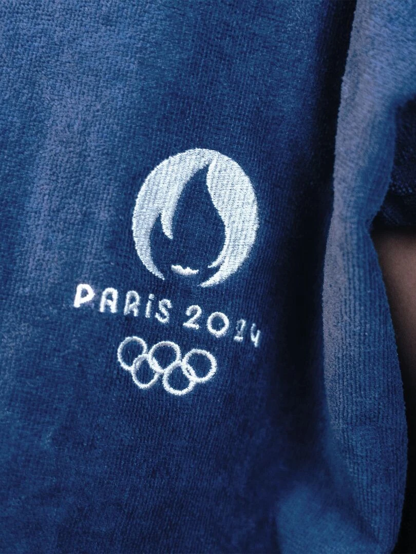Poncho de bain Enfant 100% Coton  PARIS 2024 JEUX OLYMPIQUES LOGO   Bleu marine