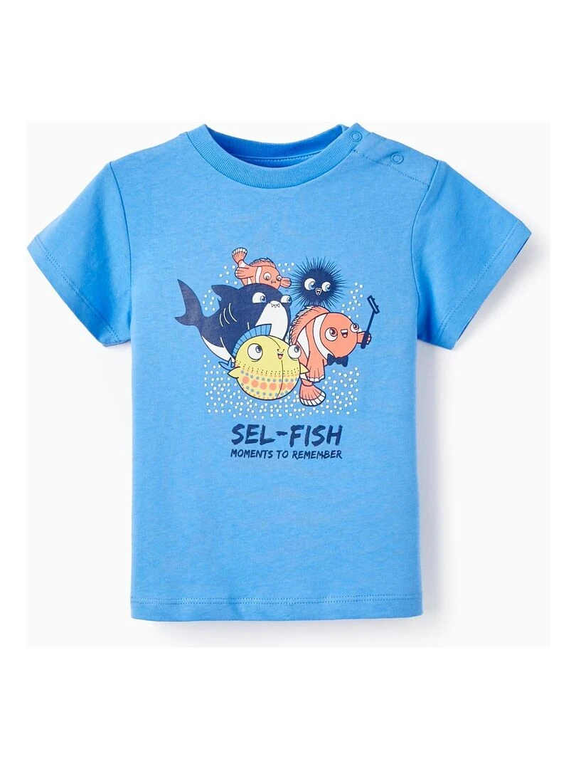 T Shirt En Coton Pour Bébé Garçon 'Sel Fish' manches courtes AUSTRALIAN SURFING Bleu foncé