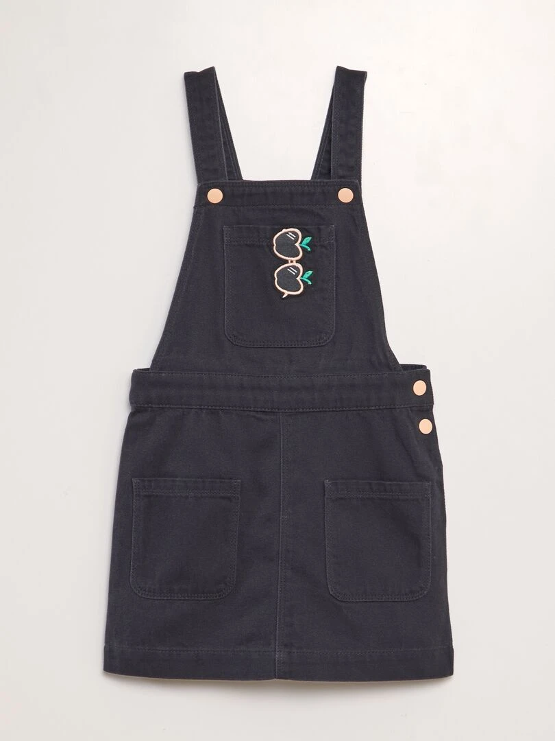 Robe salopette avec patch Noir