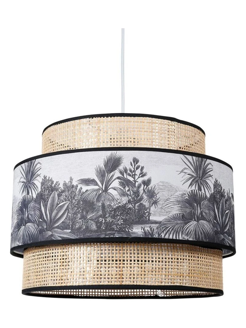 Suspension cannage et tissu Ombrage D40 Beige