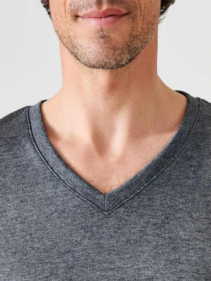 T shirt double face col V Thermolactyl   Damart   Gris