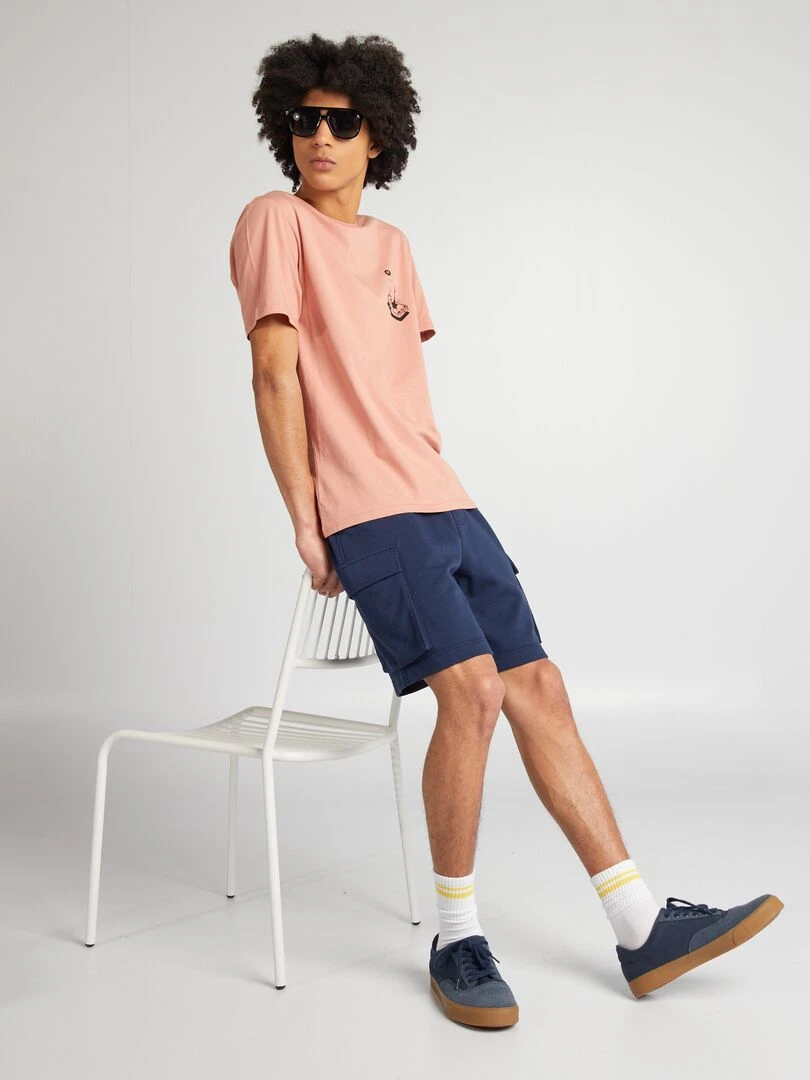 T shirt en jersey à col rond Rose