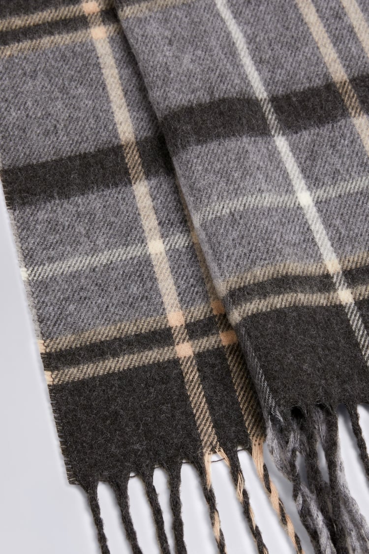 Grey Check Recycled Cashmink Scarf Buy Online at Moss