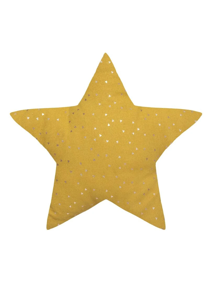 Coussin étoile à motifs métallisés Jaune