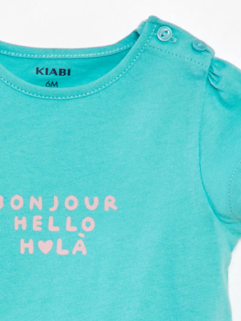 Tee shirt imprimé message Vert