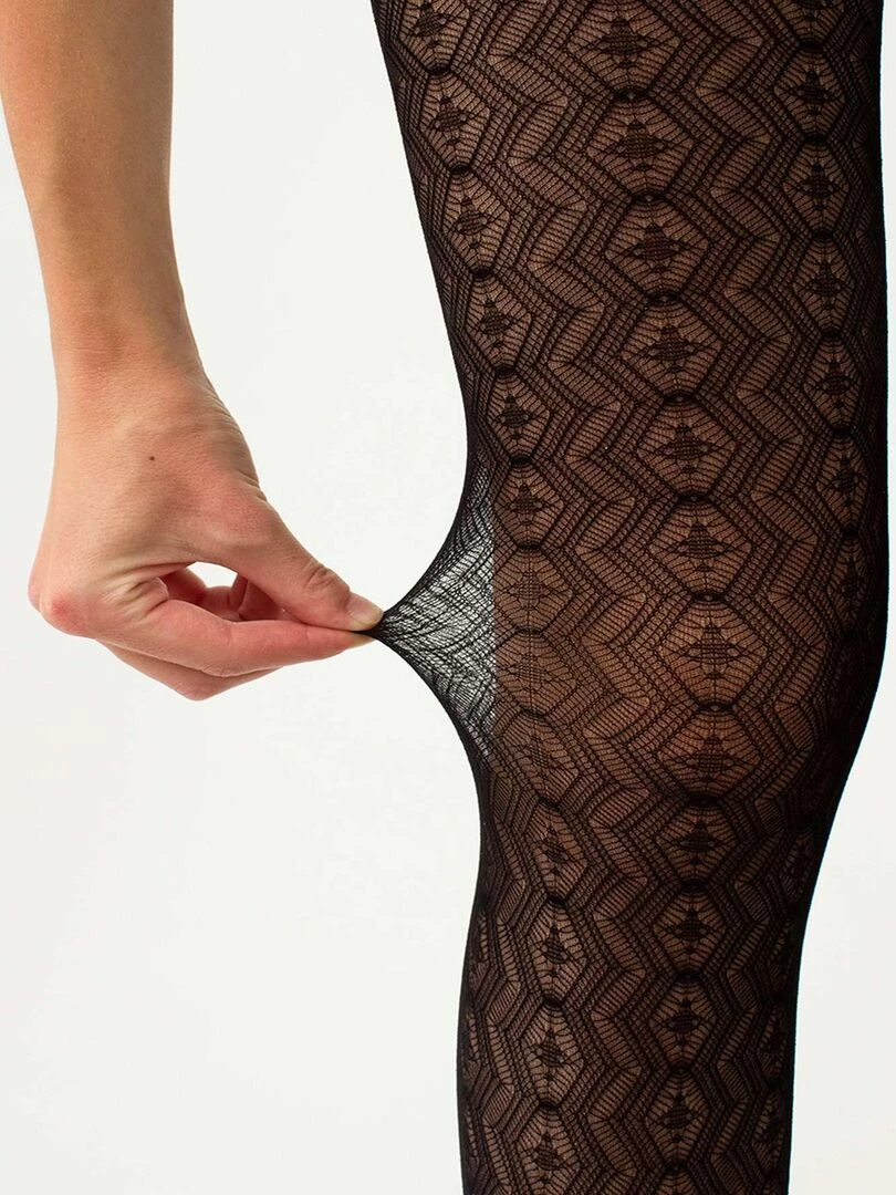 Giulia   Tissue 20den Collants à motifs géométriques   Noir   S   Noir