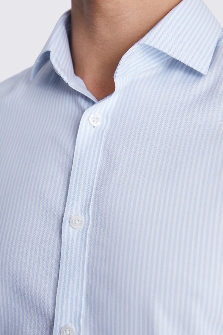 Slim Fit Light Blue Stripe Twill Non-Iron Shirt Buy Online at Moss
