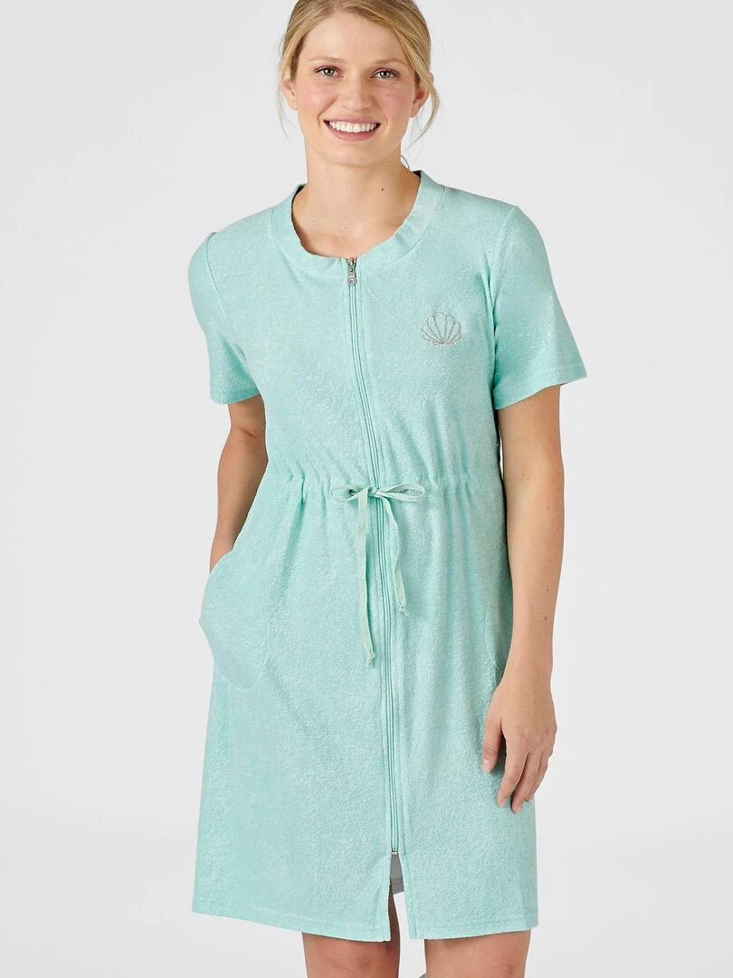 Robe de détente zippée en éponge Damart Bleu clair