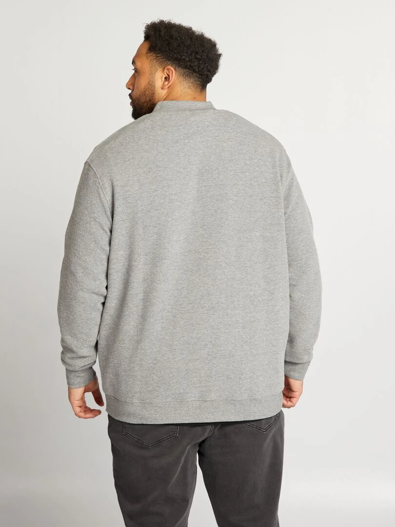 Sweat zippé en maille à rayures   Gris