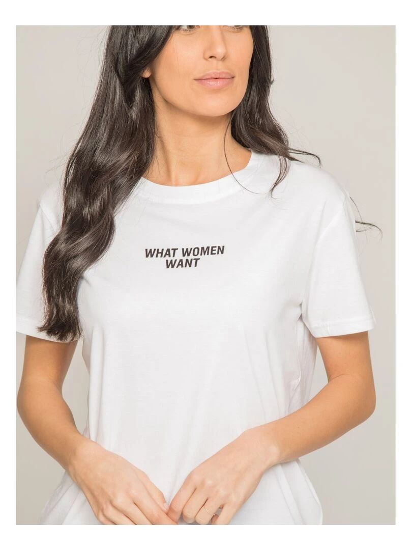 T shirt col rond message FOMEREY   Blanc
