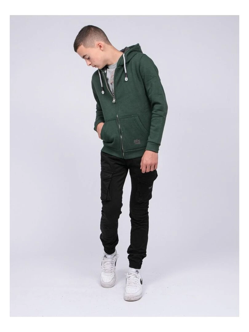 Sweat zippé capuche WAMIN J   Vert