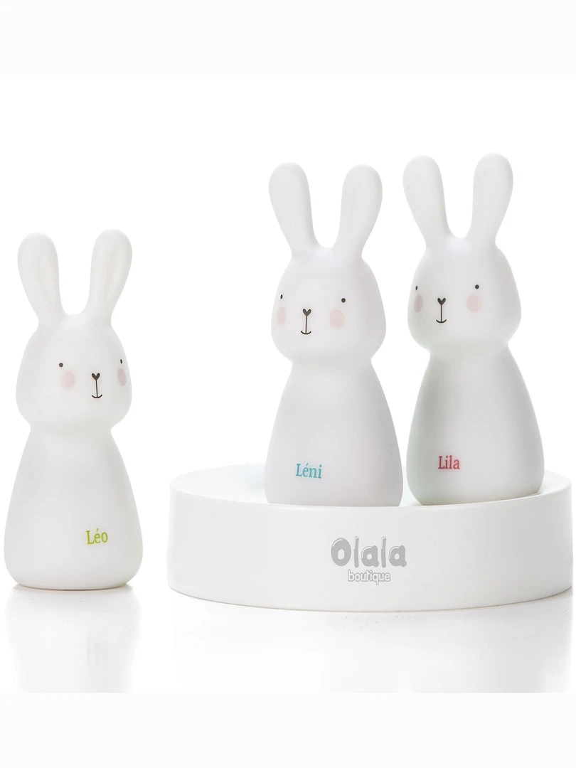 Lot de 3 veilleuses nomades lapin Léo Léni & Lila Blanc