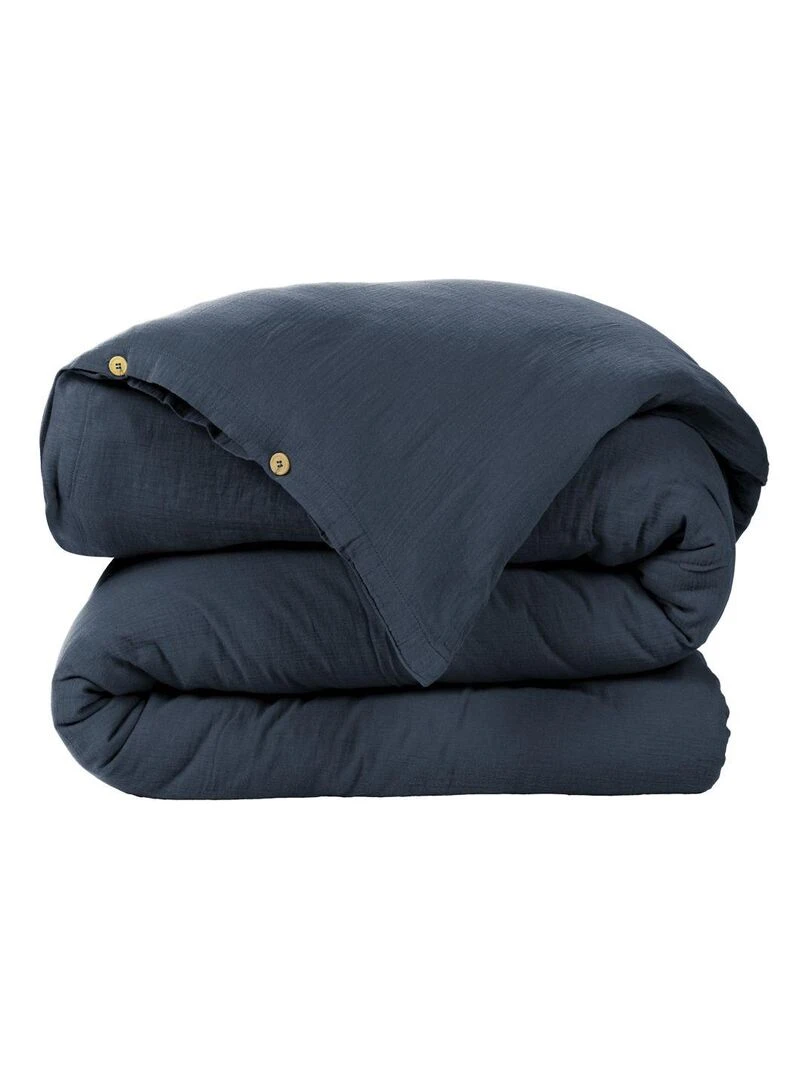 Housse de couette en double Gaze de coton Bleu nuit