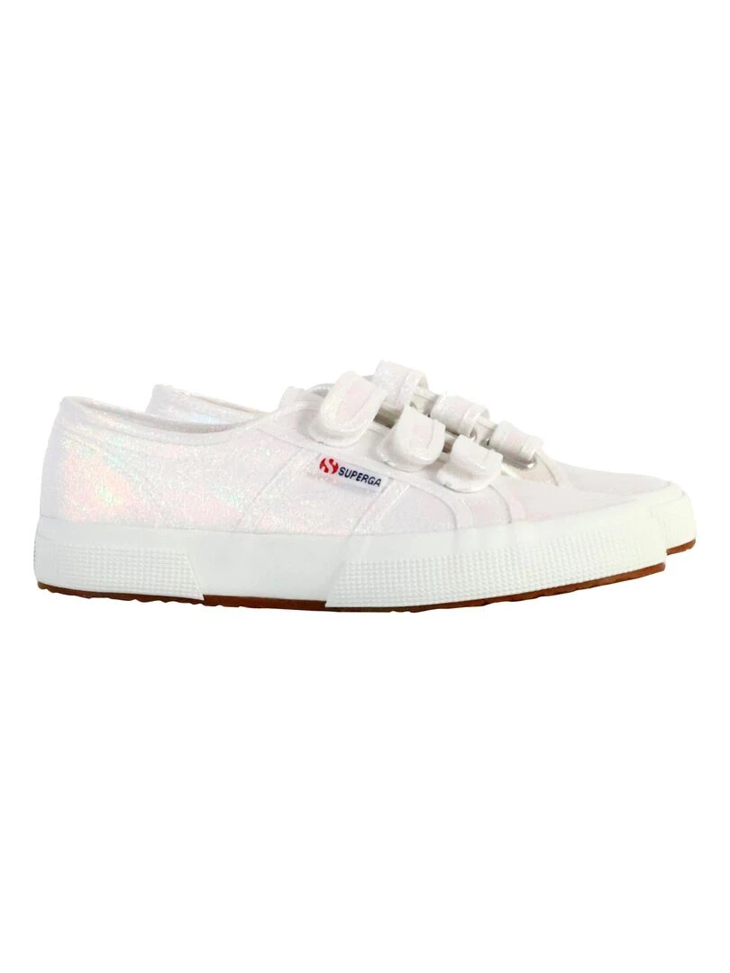 Basket Basse à Scratch Superga Straps Lame   Blanc