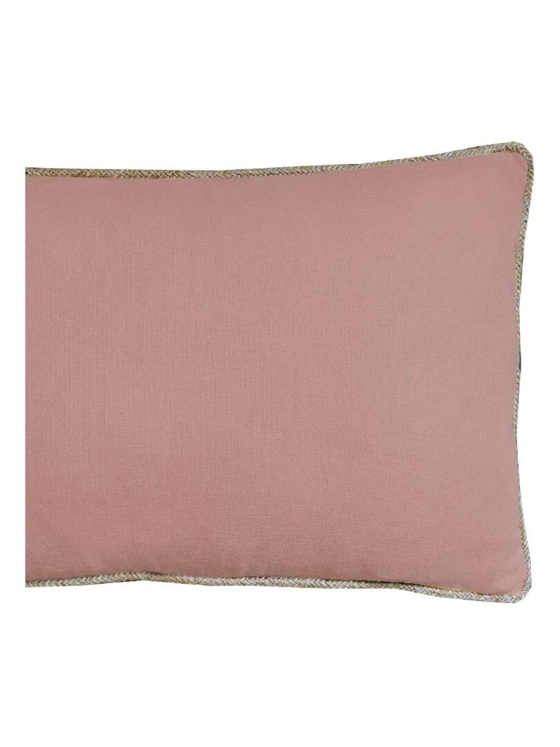 Coussin en coton recyclé avec piping jute 'Deko&co' Rose clair