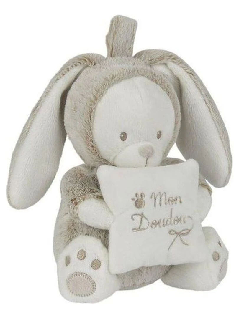 Doudou Nicotoy / Kitchoun Mon Doudou Lapin Laline marron 20 cms Coussin musical Marron