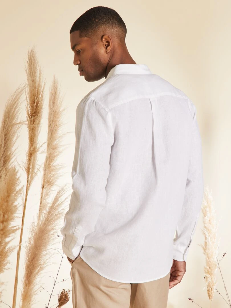 Chemise droite en lin   blanc