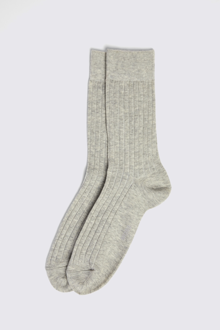 Light Grey Melange Ribbed Socks Buy Online at Moss