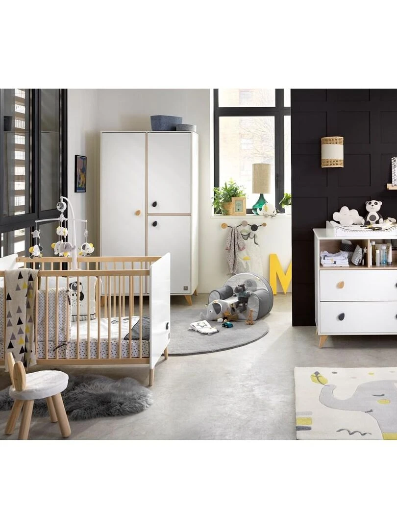 Commode 2 tiroirs 2 niches boutons goutte   SAUTHON   Blanc