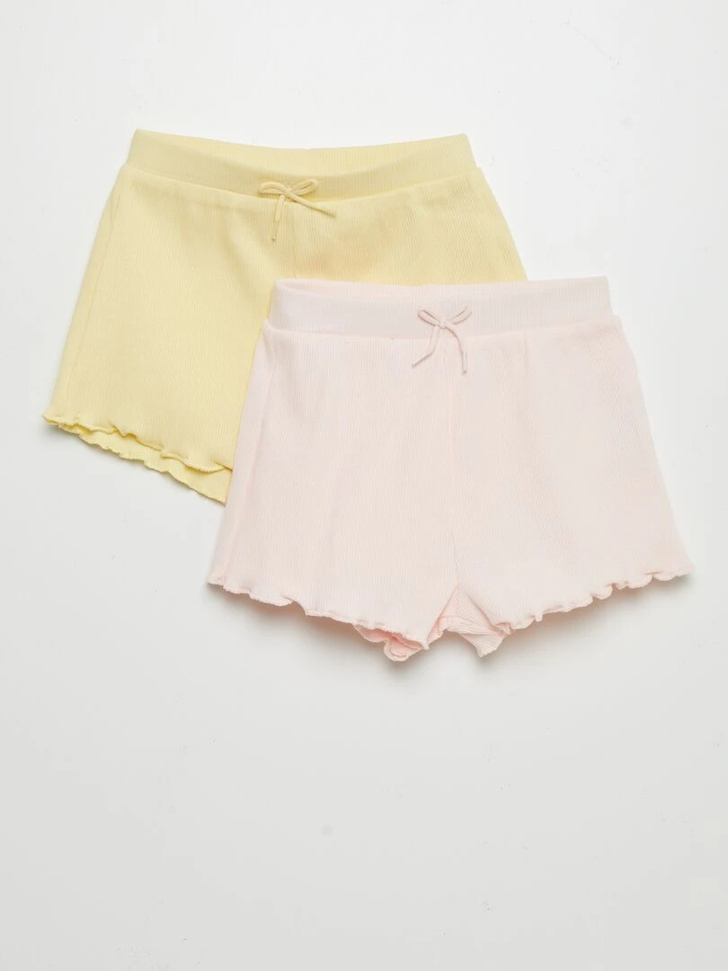 Lot de shorts côtelé 2 pièces Jaune / rose pâle