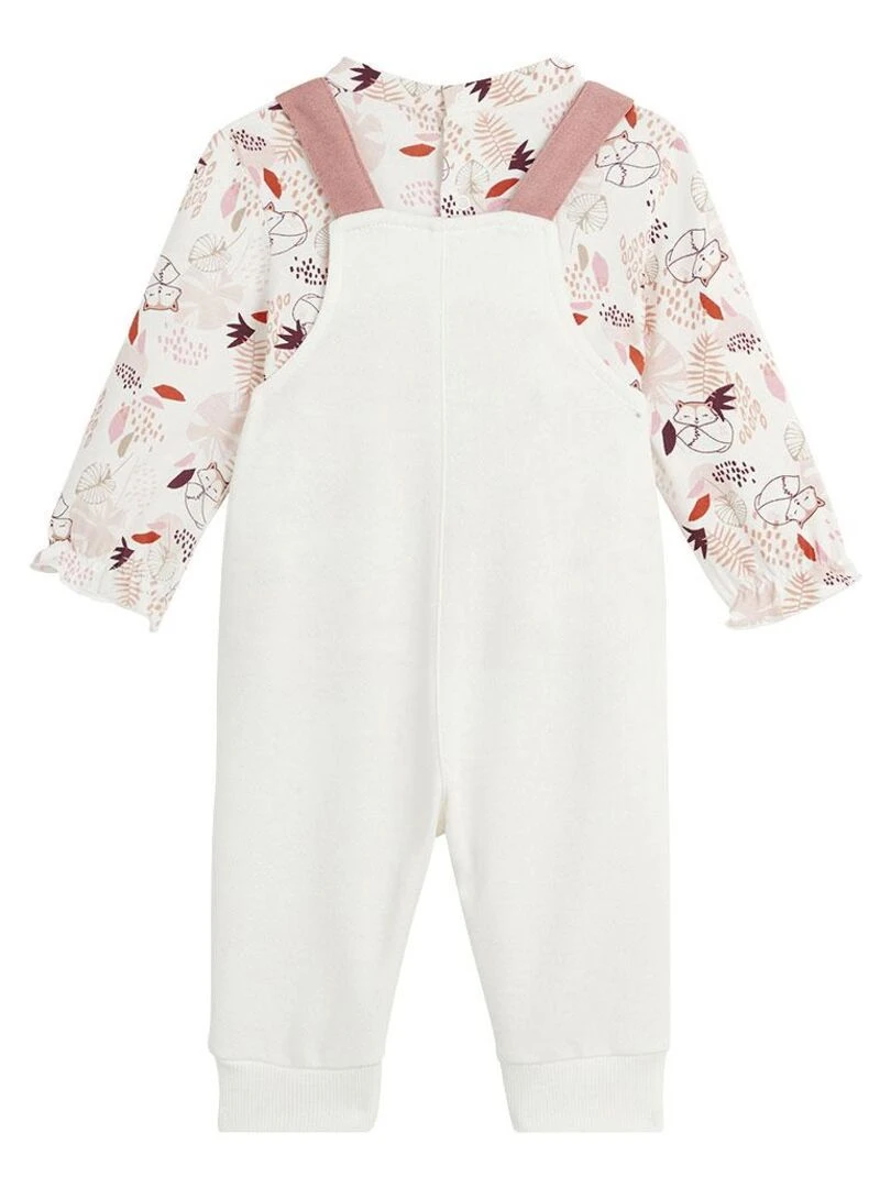 Ensemble salopette bébé en molleton et t shirt Machu Picchu Rose