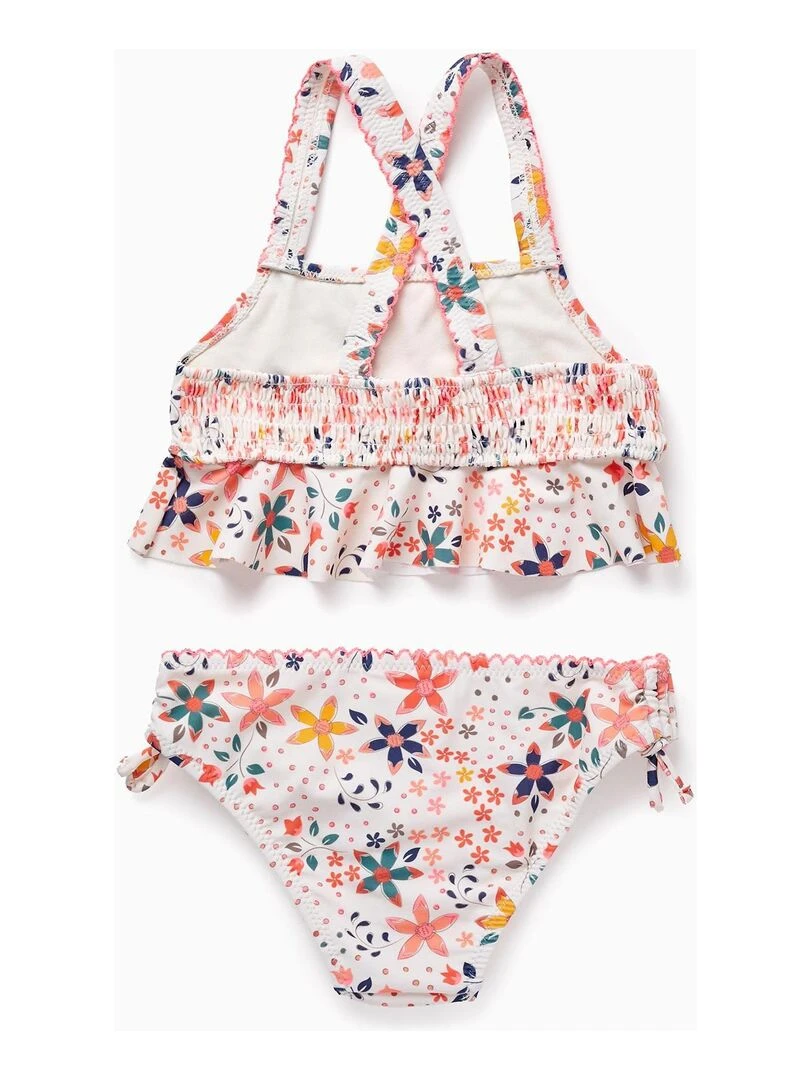 Maillot de bain UPF80 avec Motif Floral pour Fille Beige clair