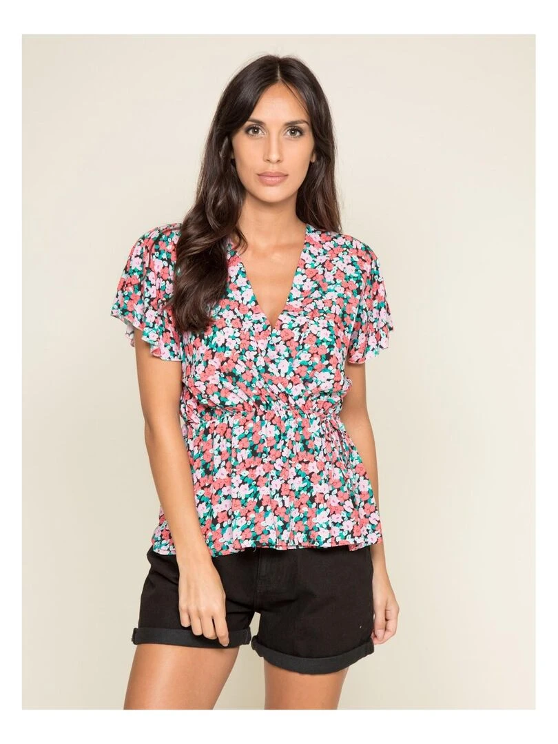 Top fluide motifs FUSHIA Rose