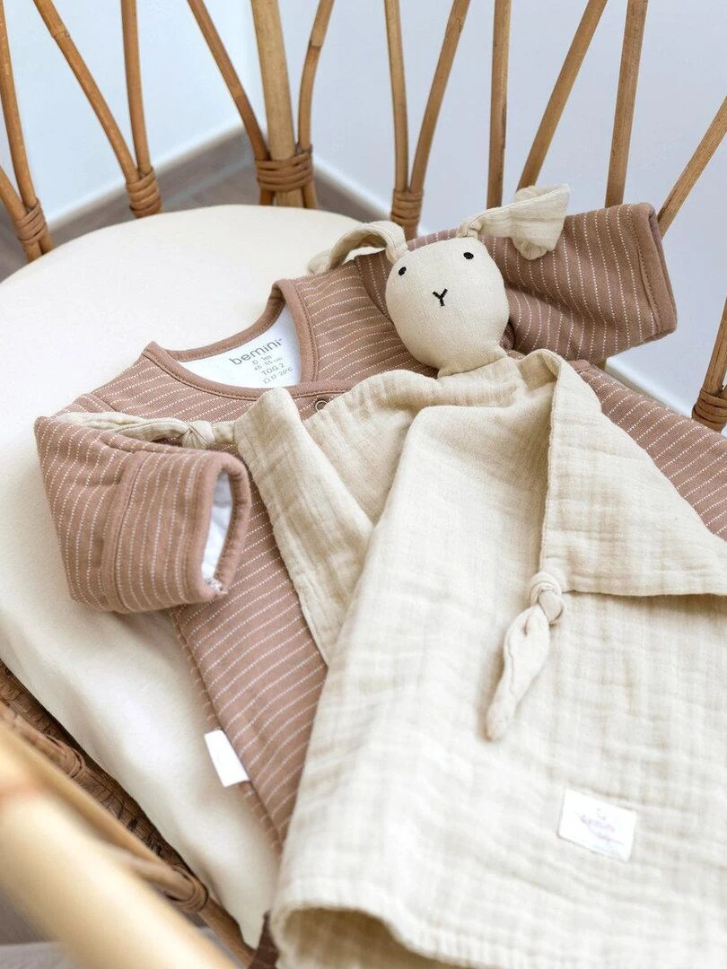 Bemini Gigoteuse  avec moufles Pady twin jersey et jersey   Beige foncé