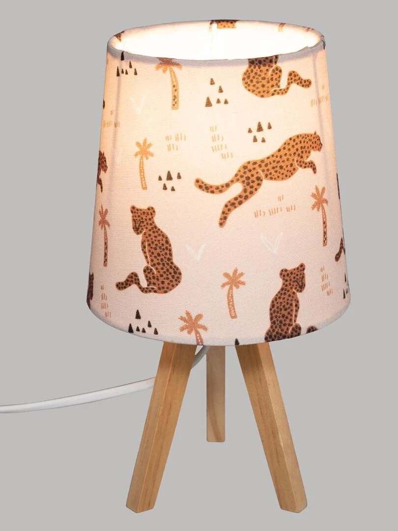 Lampe en bois Panthère H23.5 cm Rose