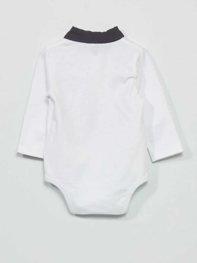 Body esprit polo en maille piquée   blanc