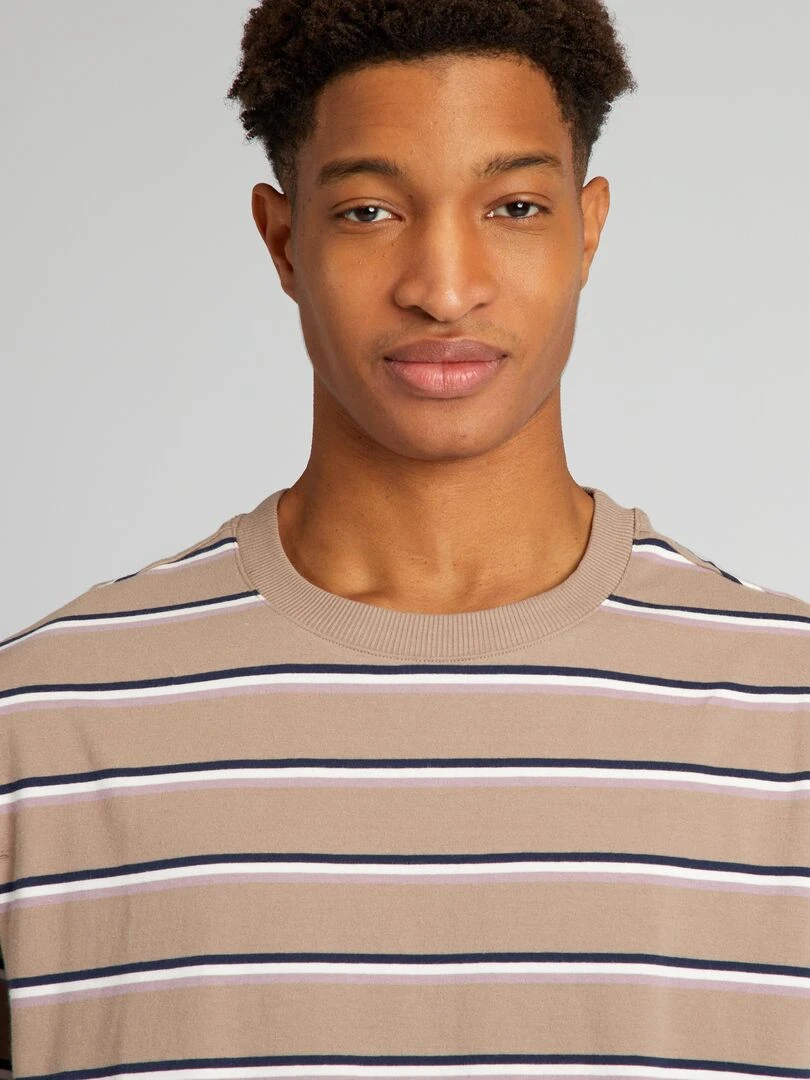 Tee shirt en jersey à rayures + d'1m90   Rose/marron/blanc