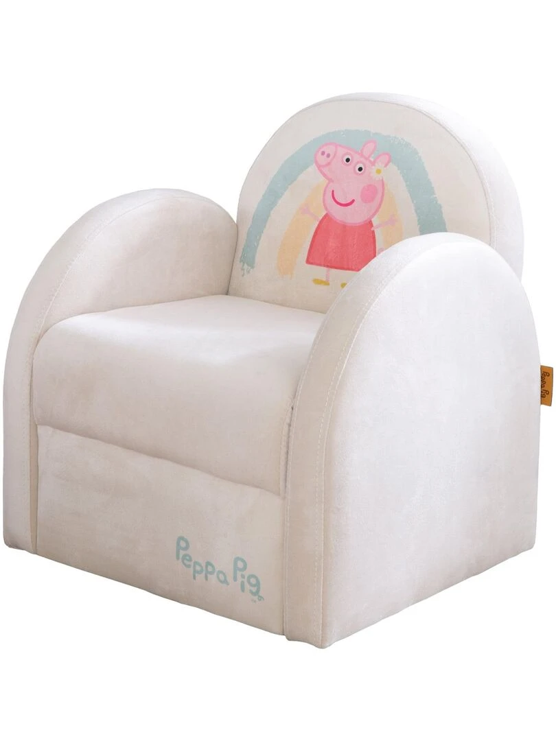 ROBA Fauteuil Bébé Peppa Pig avec Accoudoirs Revêtement Doux en Velours Beige Motif Truie Beige