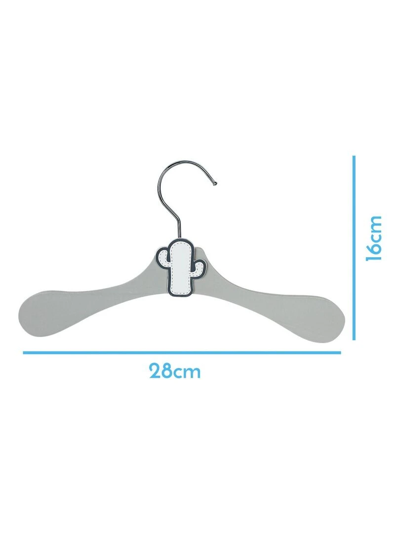 Lot de 20 cintres en bois 28 cm pour bébé enfant avec crochet pivotant Monsieur Bébé Gris Blanc