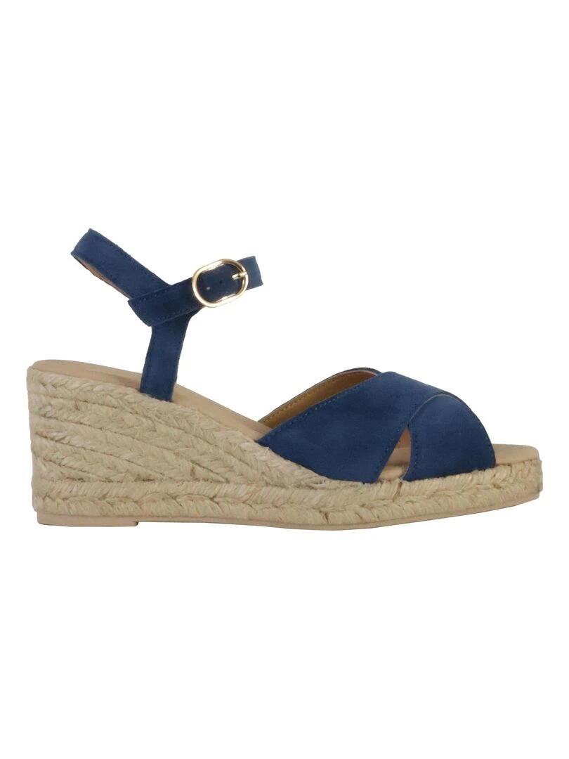 Sandales Compensées Cuir Geox Gelsa Bleu